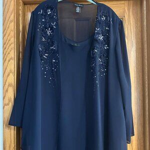 Mother of Bride Groom Slimming Dress Plus Size 20W Formal Blue 2 piece w/ Jacket